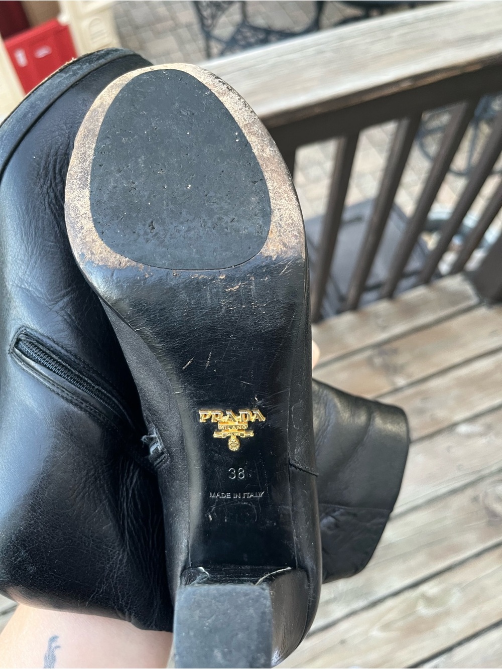 Prada Black Leather Booties with Zip Side- Size 38 - Picture 11 of 12